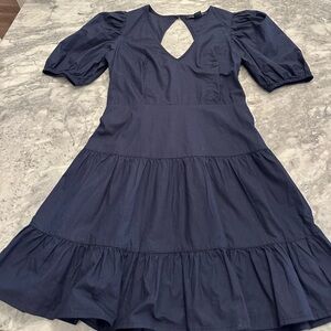French Connection Navy Blue Puff Sleeve Dress